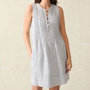 NWT Faherty Isha Dress in Blue Mini Stripe- XXS